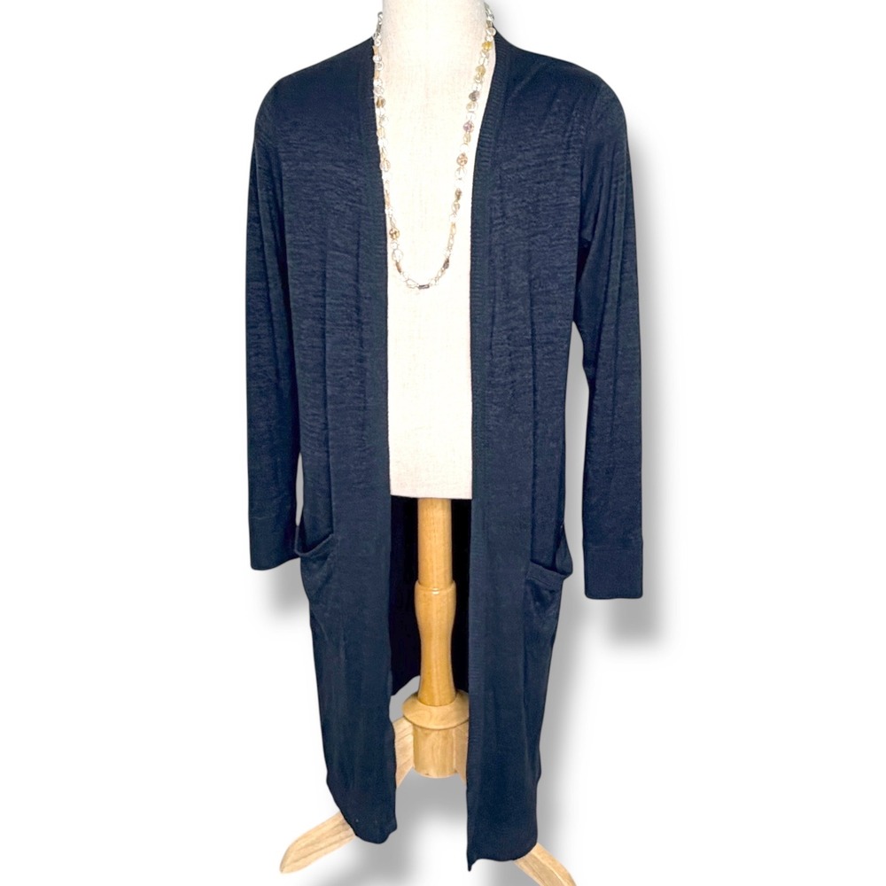 Abercrombie & Fitch Duster Cardigan XL Navy Blue Soft A&F Cozy Open Front Pocket